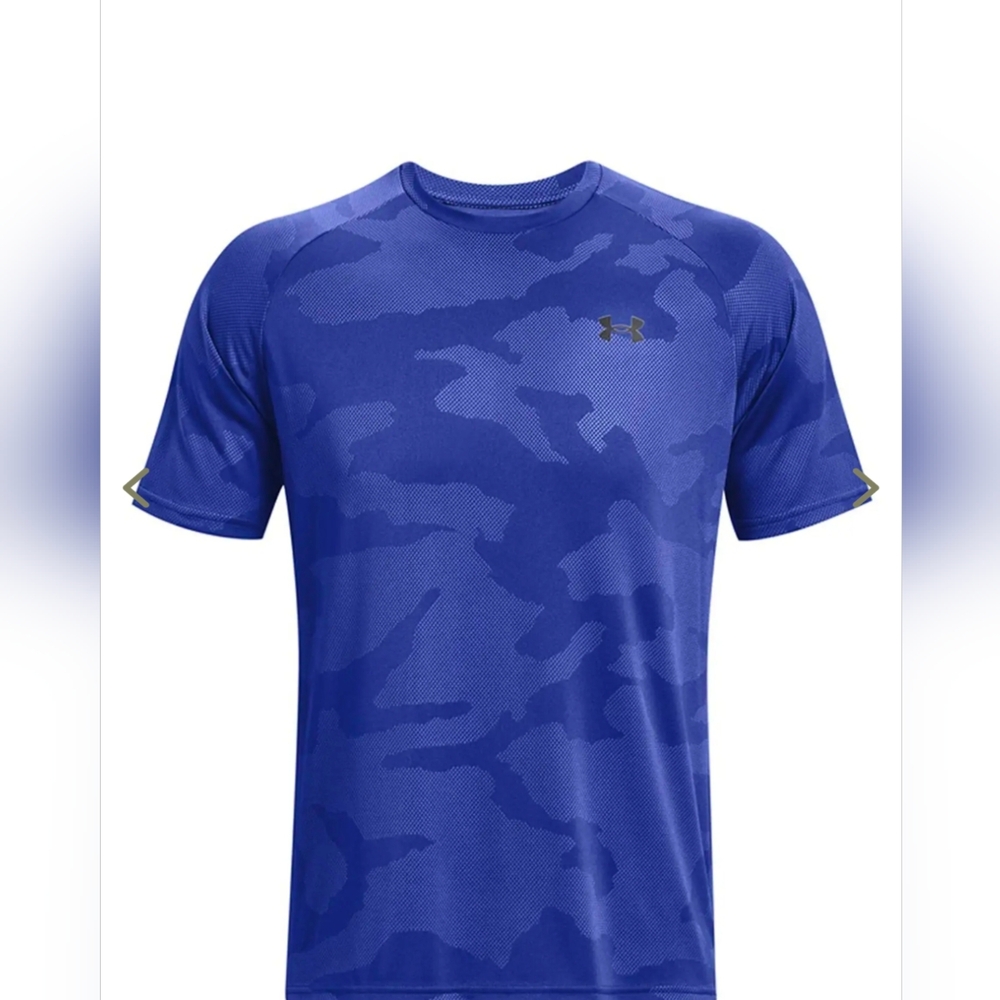 Under Armour Mens Velocity Jacquard Blue Camo Tee Shirt Medium NWOT